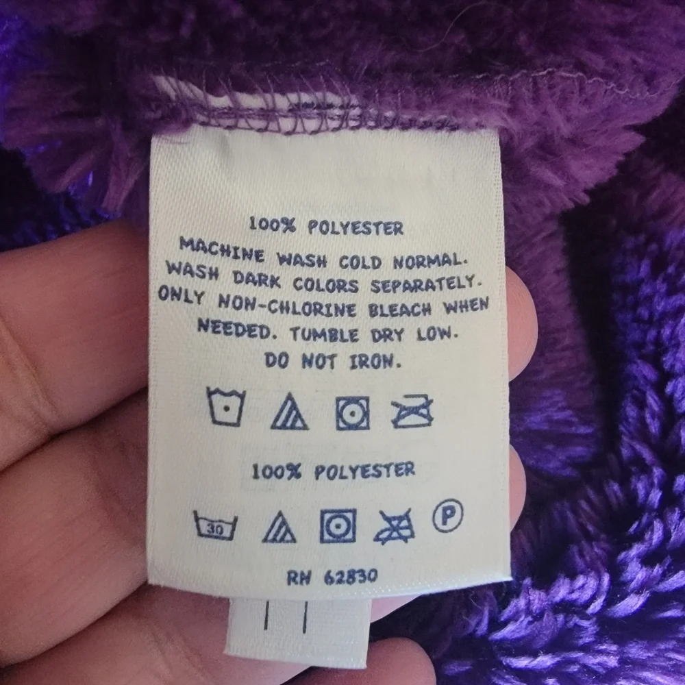 Snuggly Lands End purple fleece jacket kids sz 14 - Picture 6 of 11